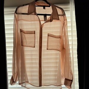 Old Navy Sheer Blouse - Light Brown